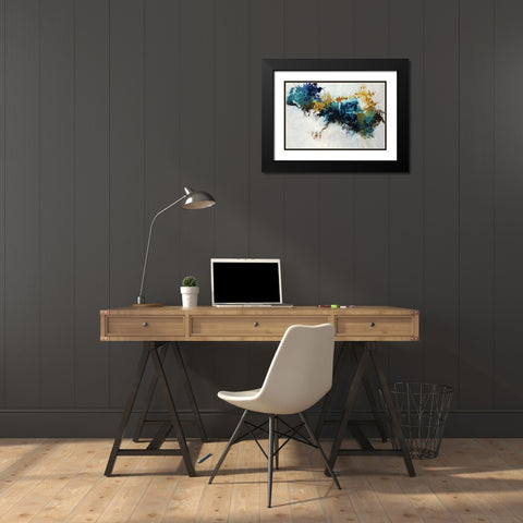 Teal Splat Black Modern Wood Framed Art Print with Double Matting by Taylor, Kari