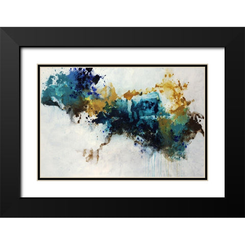 Teal Splat Black Modern Wood Framed Art Print with Double Matting by Taylor, Kari