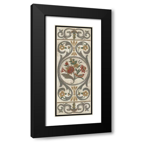 Tudor Rose Panel I Black Modern Wood Framed Art Print with Double Matting by Zarris, Chariklia