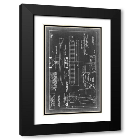 Aeronautic Blueprint VII Black Modern Wood Framed Art Print with Double Matting by Vision Studio