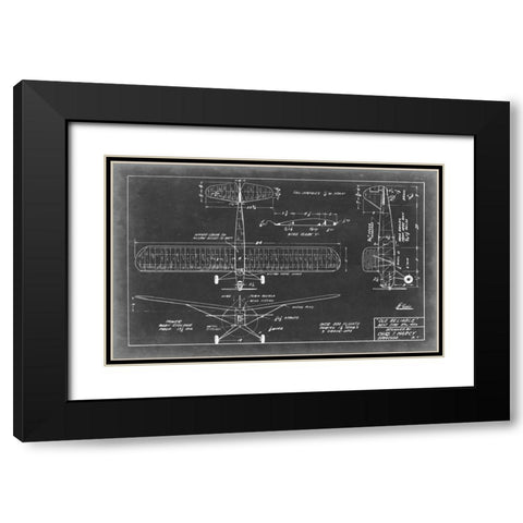 Aeronautic Blueprint VIII Black Modern Wood Framed Art Print with Double Matting by Vision Studio