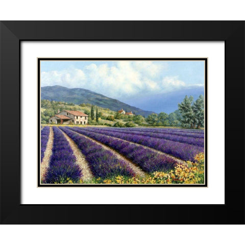 Fields Of Lavender Black Modern Wood Framed Art Print with Double Matting by Swanson, Michael