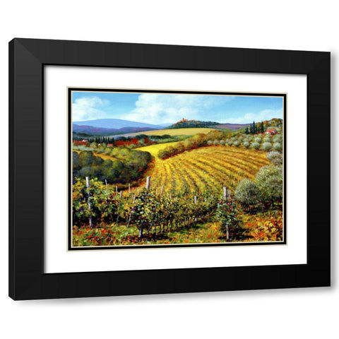 Chianti Vineyards Black Modern Wood Framed Art Print with Double Matting by Swanson, Michael