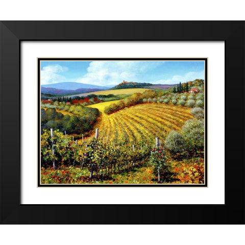 Chianti Vineyards Black Modern Wood Framed Art Print with Double Matting by Swanson, Michael