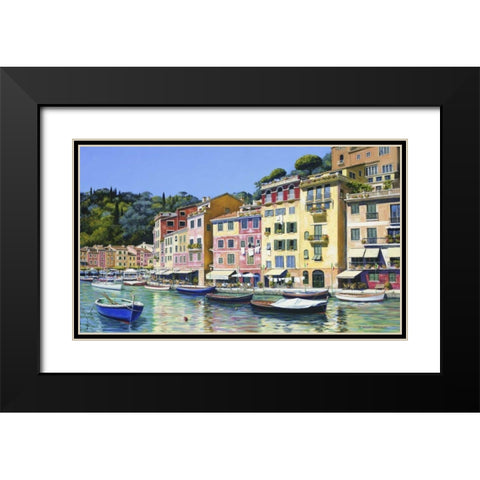Portofino Black Modern Wood Framed Art Print with Double Matting by Swanson, Michael