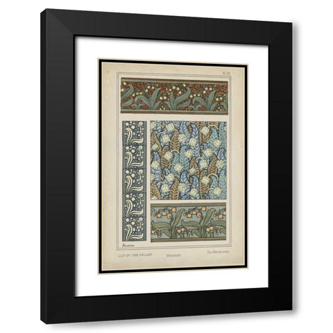 Nouveau Floral Design IV Black Modern Wood Framed Art Print with Double Matting by Vision Studio
