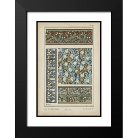Nouveau Floral Design IV Black Modern Wood Framed Art Print with Double Matting by Vision Studio