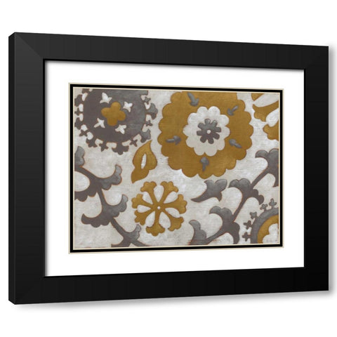 Ochre Suzani I Black Modern Wood Framed Art Print with Double Matting by Zarris, Chariklia