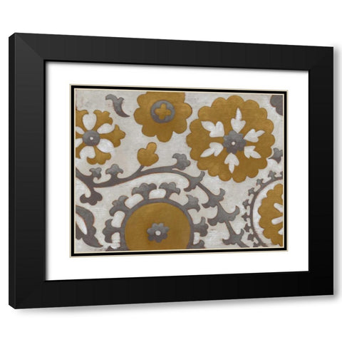 Ochre Suzani II Black Modern Wood Framed Art Print with Double Matting by Zarris, Chariklia