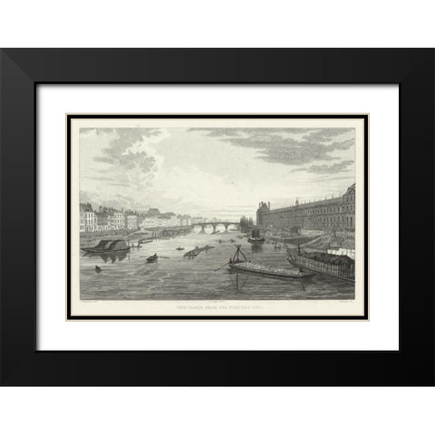 Pont Des Arts Black Modern Wood Framed Art Print with Double Matting by Pugin, A.