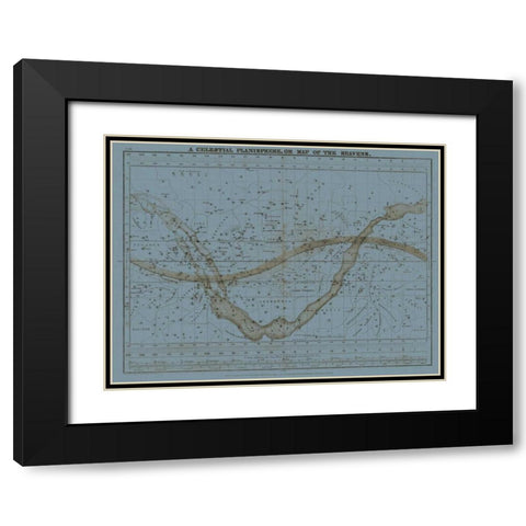Celestial Planisphere Black Modern Wood Framed Art Print with Double Matting by Evans, W.G.