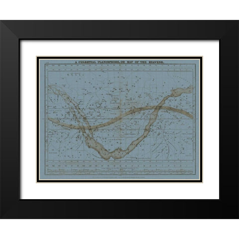 Celestial Planisphere Black Modern Wood Framed Art Print with Double Matting by Evans, W.G.