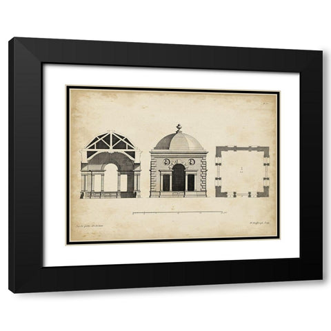 Building Section and Plan I Black Modern Wood Framed Art Print with Double Matting by Gibbs, James
