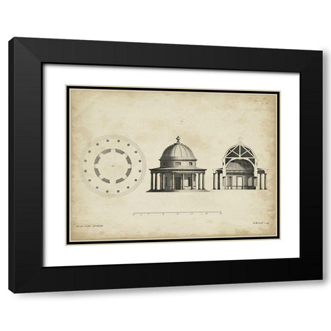 Building Section and Plan II Black Modern Wood Framed Art Print with Double Matting by Gibbs, James