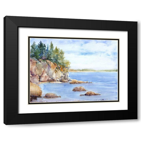 Shore Line I Black Modern Wood Framed Art Print with Double Matting by OToole, Tim