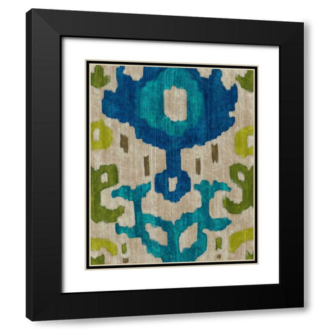 Teal Ikat I Black Modern Wood Framed Art Print with Double Matting by Zarris, Chariklia