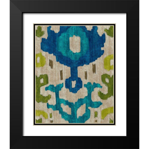 Teal Ikat I Black Modern Wood Framed Art Print with Double Matting by Zarris, Chariklia