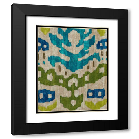 Teal Ikat II Black Modern Wood Framed Art Print with Double Matting by Zarris, Chariklia