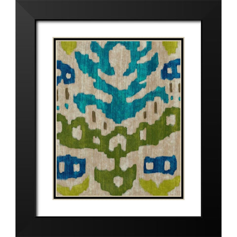 Teal Ikat II Black Modern Wood Framed Art Print with Double Matting by Zarris, Chariklia