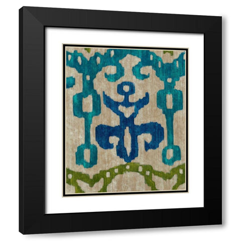 Teal Ikat III Black Modern Wood Framed Art Print with Double Matting by Zarris, Chariklia