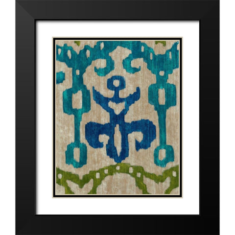 Teal Ikat III Black Modern Wood Framed Art Print with Double Matting by Zarris, Chariklia