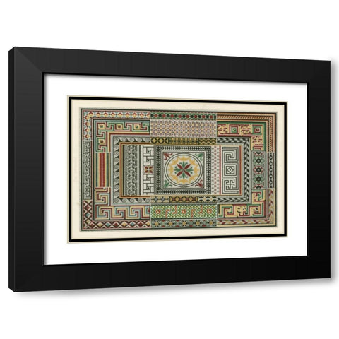 Pompeian Design Black Modern Wood Framed Art Print with Double Matting by Jones, Owen