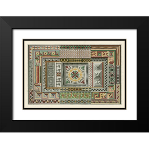 Pompeian Design Black Modern Wood Framed Art Print with Double Matting by Jones, Owen