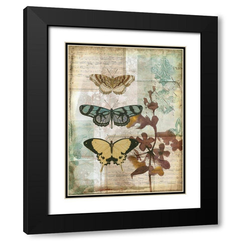 Music Box Butterflies I Black Modern Wood Framed Art Print with Double Matting by Goldberger, Jennifer