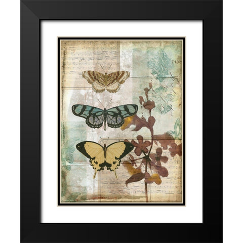 Music Box Butterflies I Black Modern Wood Framed Art Print with Double Matting by Goldberger, Jennifer