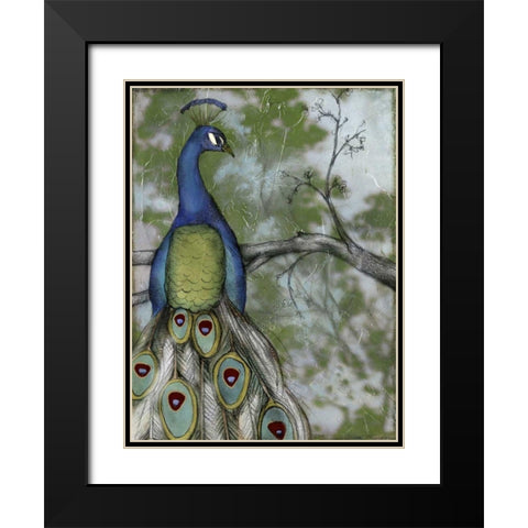 Peacock Reflections II Black Modern Wood Framed Art Print with Double Matting by Goldberger, Jennifer