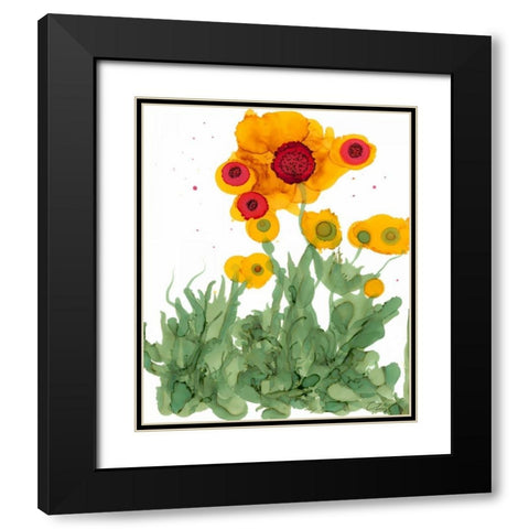Poppy Whimsy I Black Modern Wood Framed Art Print with Double Matting by Baynes, Cheryl