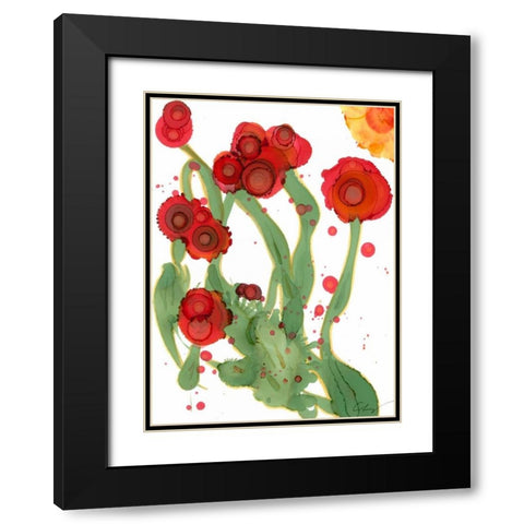 Poppy Whimsy III Black Modern Wood Framed Art Print with Double Matting by Baynes, Cheryl