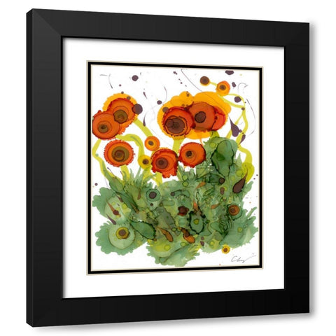 Poppy Whimsy VII Black Modern Wood Framed Art Print with Double Matting by Baynes, Cheryl