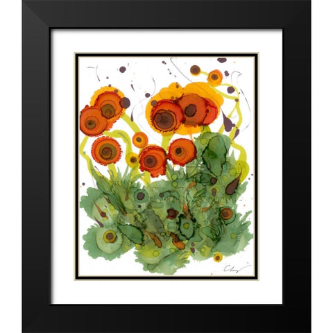 Poppy Whimsy VII Black Modern Wood Framed Art Print with Double Matting by Baynes, Cheryl