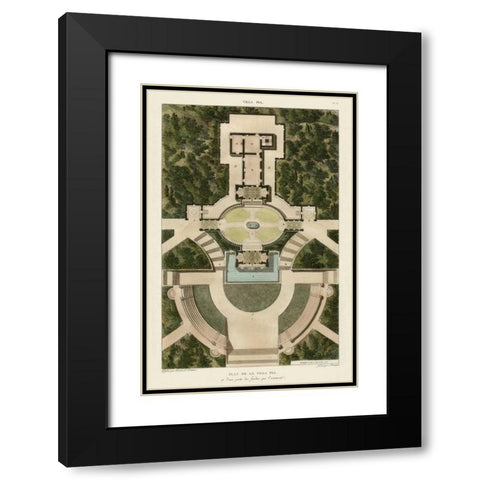 Plan De La Villa Pia Black Modern Wood Framed Art Print with Double Matting by Bonnard