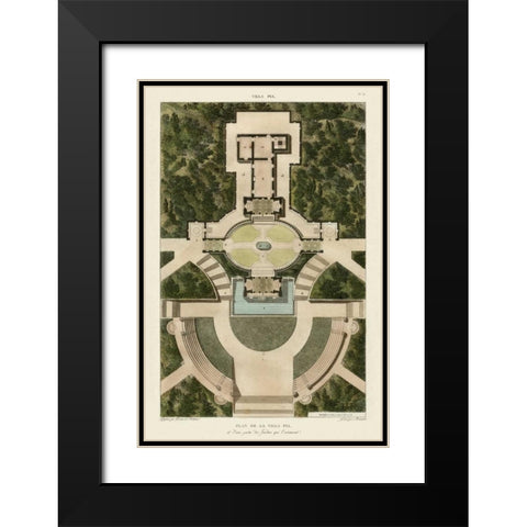 Plan De La Villa Pia Black Modern Wood Framed Art Print with Double Matting by Bonnard