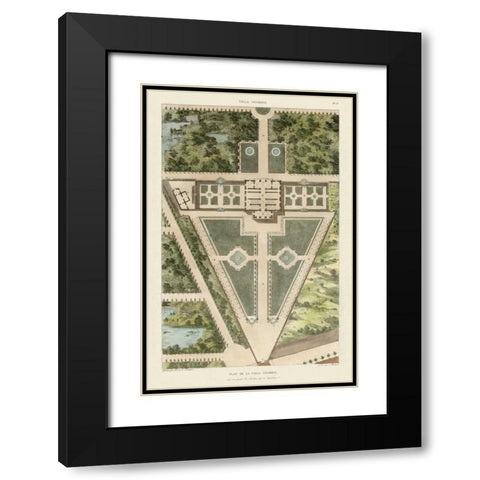Plan De La Villa Negroni Black Modern Wood Framed Art Print with Double Matting by Bonnard