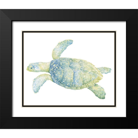 Tranquil Sea Turtle II Black Modern Wood Framed Art Print with Double Matting by Meagher, Megan