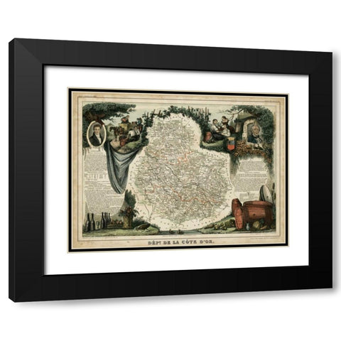 Atlas Nationale Illustre IX Black Modern Wood Framed Art Print with Double Matting by Levasseur, Victor