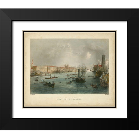 The Port of London Black Modern Wood Framed Art Print with Double Matting by Bartlett, William H.