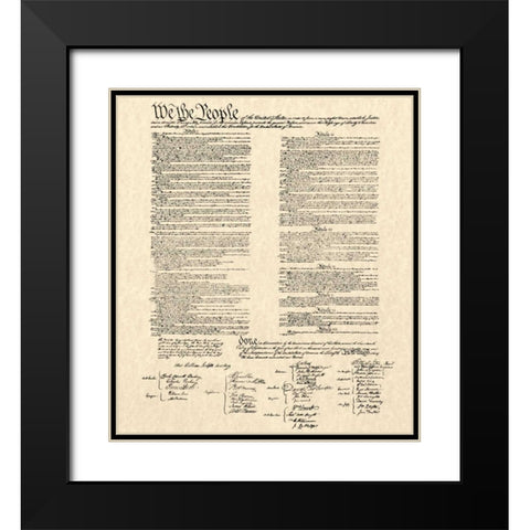 Constitution Document Black Modern Wood Framed Art Print with Double Matting by Continental Congress