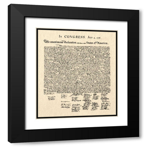 Declaration of Independence Doc. Black Modern Wood Framed Art Print with Double Matting by Founding Fathers