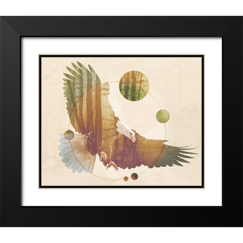 Double Exposure Wildlife Art - Eagle Black Modern Wood Framed Art Print with Double Matting by Circle Art Group