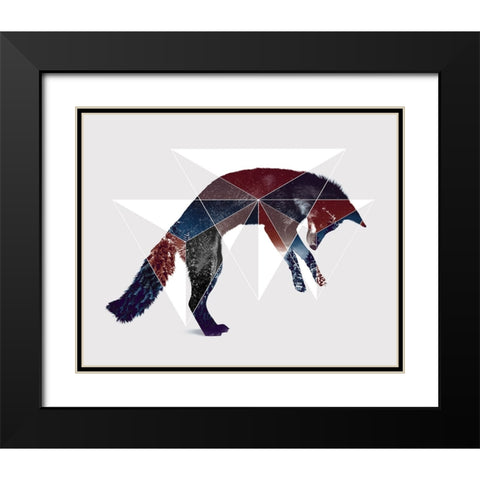 Fox Double Exposure Wildlife Art I Black Modern Wood Framed Art Print with Double Matting by Circle Art Group