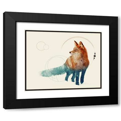Fox Double Exposure Wildlife Art II Black Modern Wood Framed Art Print with Double Matting by Circle Art Group