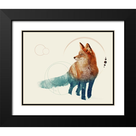 Fox Double Exposure Wildlife Art II Black Modern Wood Framed Art Print with Double Matting by Circle Art Group