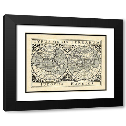 Vintage Maps I Black Modern Wood Framed Art Print with Double Matting by Vision Studio