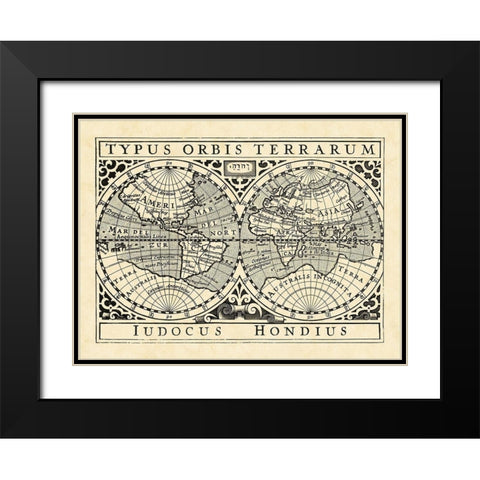 Vintage Maps I Black Modern Wood Framed Art Print with Double Matting by Vision Studio