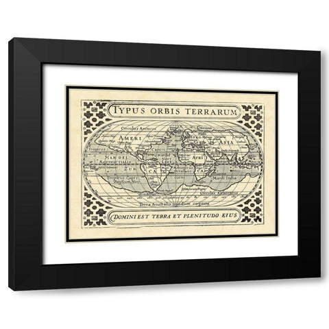 Vintage Maps II Black Modern Wood Framed Art Print with Double Matting by Vision Studio