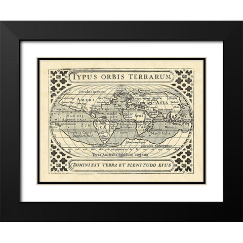 Vintage Maps II Black Modern Wood Framed Art Print with Double Matting by Vision Studio